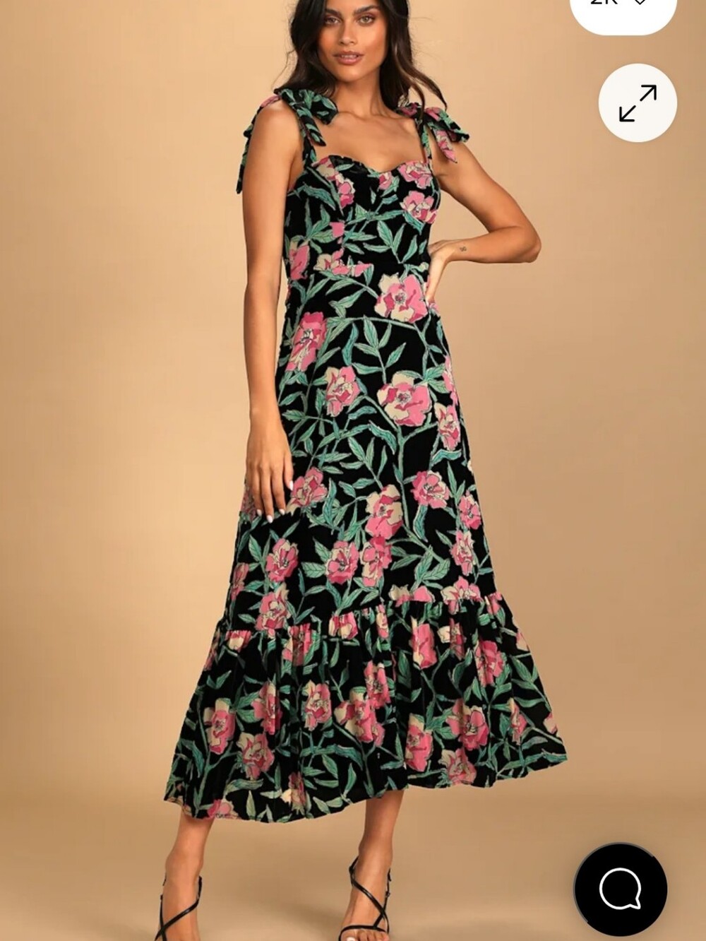 Lulu's Floral Velvet Maxi Dress Size Large